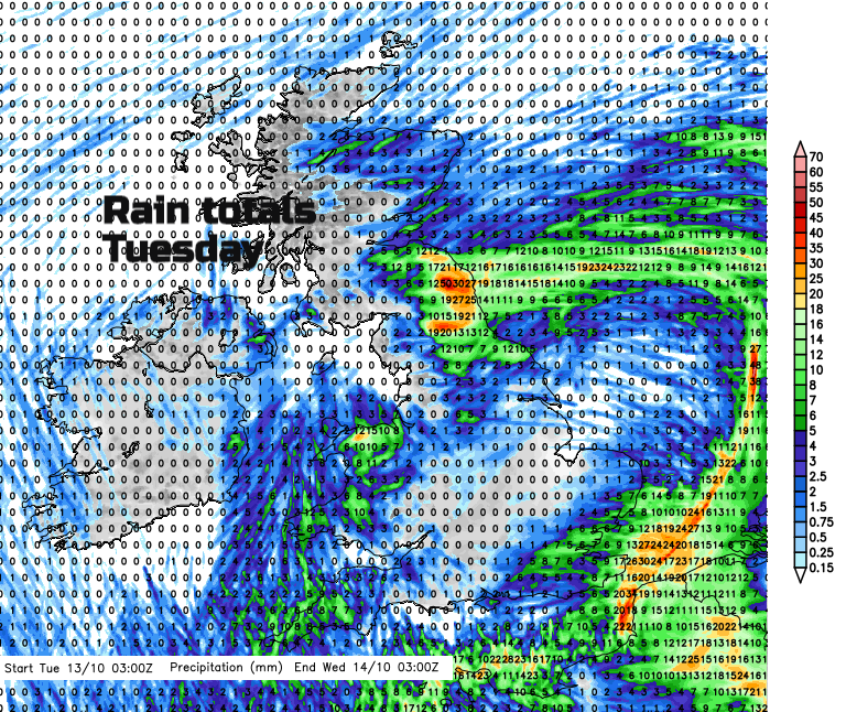 rainfall totals UK 