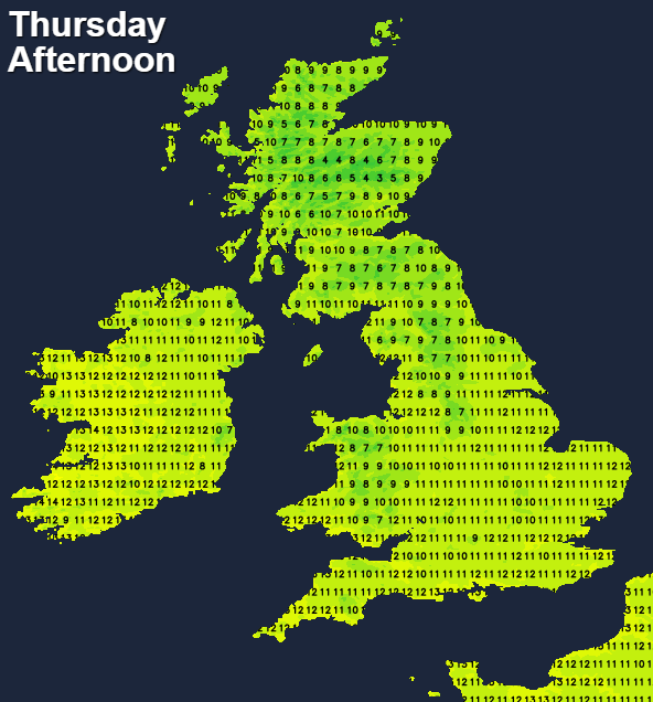 Temperatures this afternoon