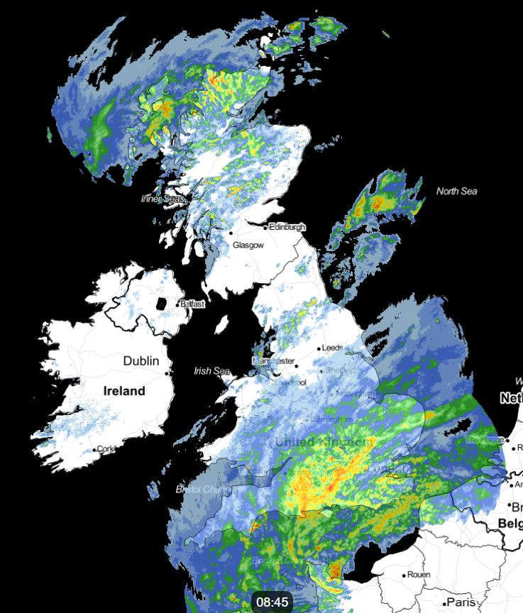 Rain radar from earlier this morning