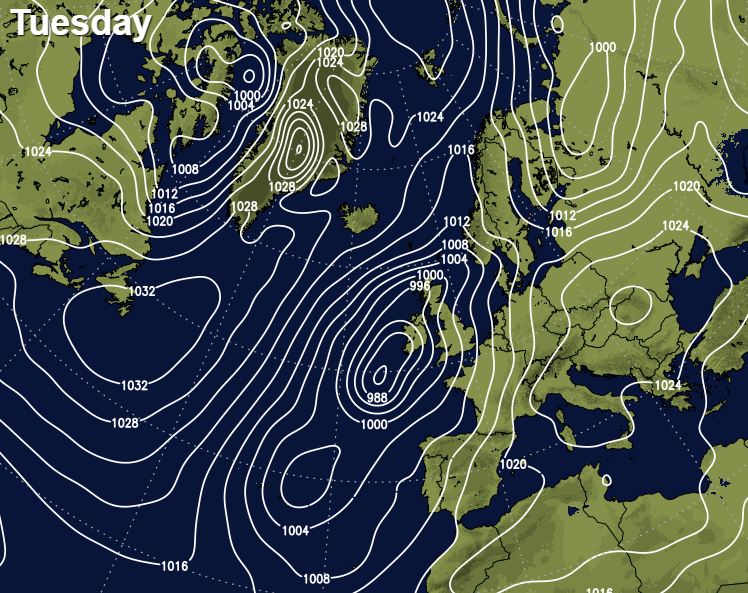 Low pressure arriving early in the week