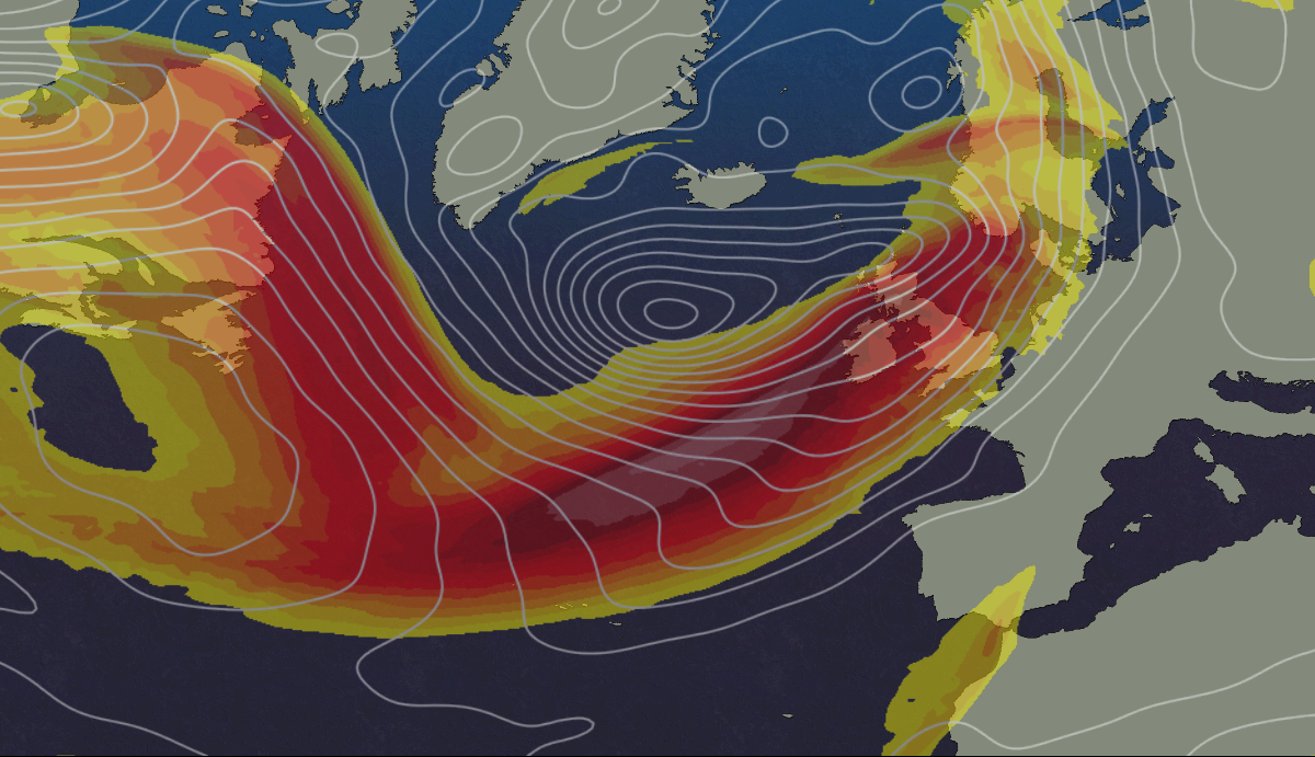 Active Jet Stream firing a barrage of low pressure systems towards the UK