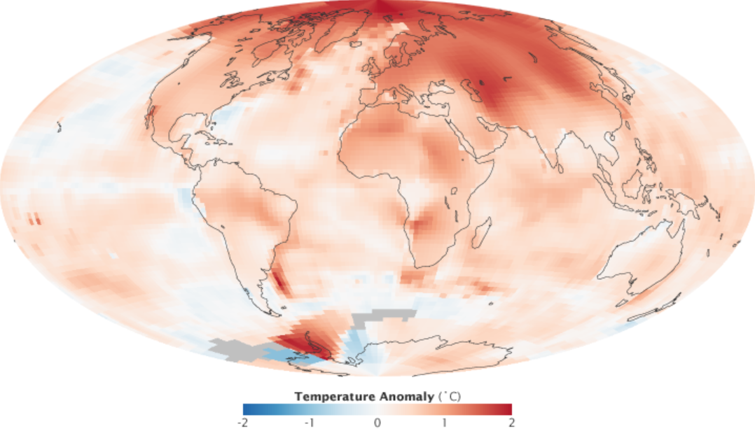 Arctic Amplification show by the 2000-2009 Surface Air Temperature Anomaly: NASA GISS