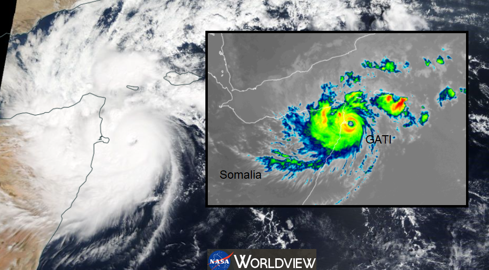 Cyclone Gati hits Somalia, its strongest cyclone in the satellite era