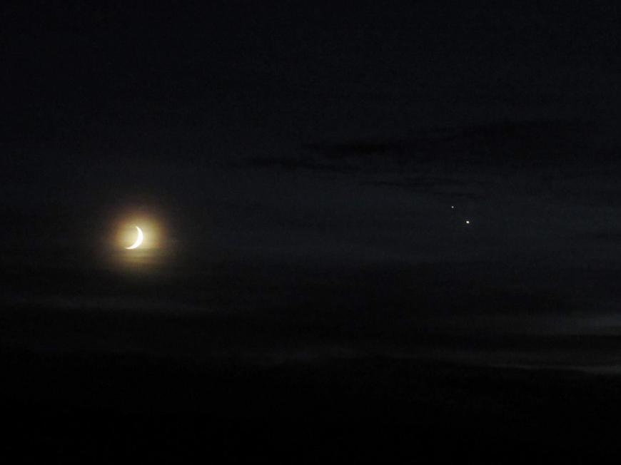Jupiter Saturn crescent Moon Jo Farro