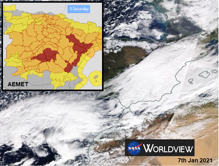 AEMET red warning for snow Nieve Madrid