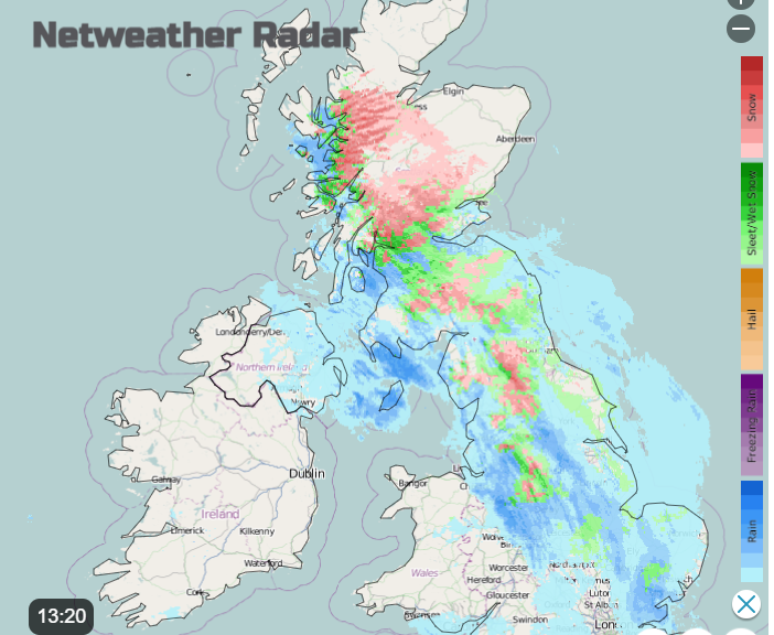 UK rain and snow