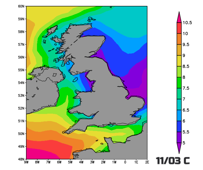 Sea surface temperatures UK