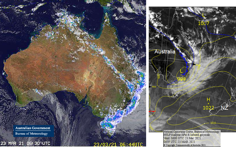 Australia floods coastal low heading south