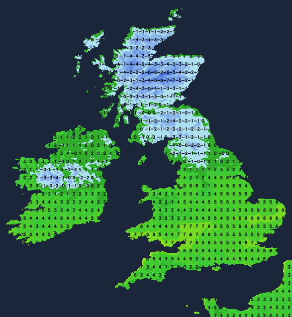 A widespread frost across the northern half of the UK tonight