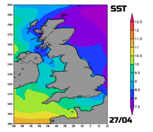 Sea surface temperatures UK
