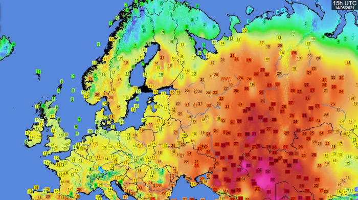 Temperatures over Europe