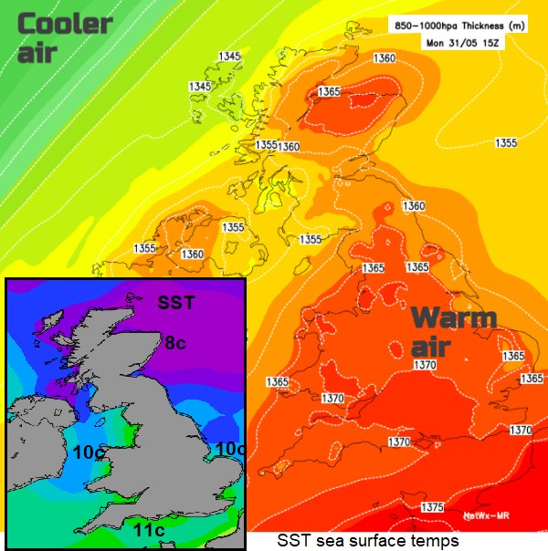 SST sea surface temps Bank holiday weather
