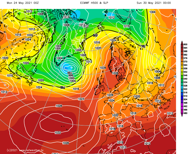 High pressure over the UK by the weekend