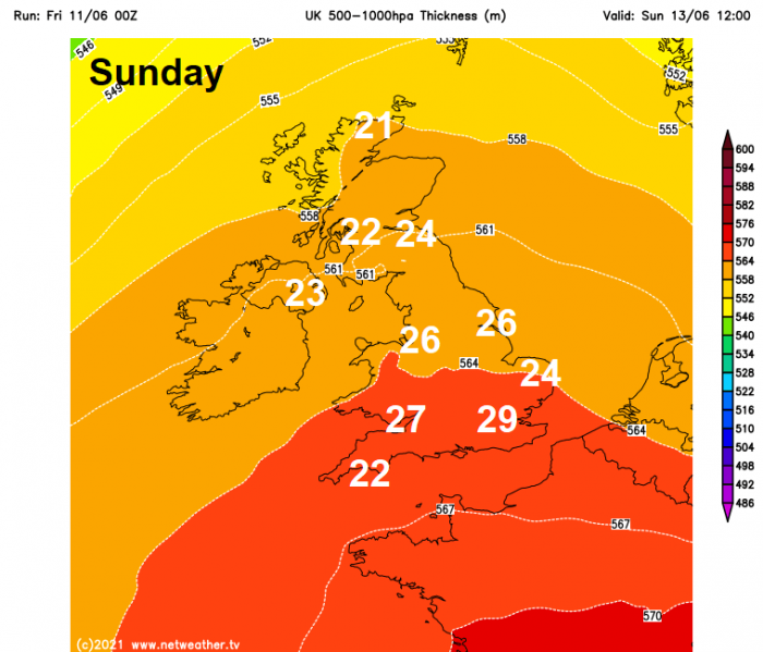 Thicknesses on Sunday