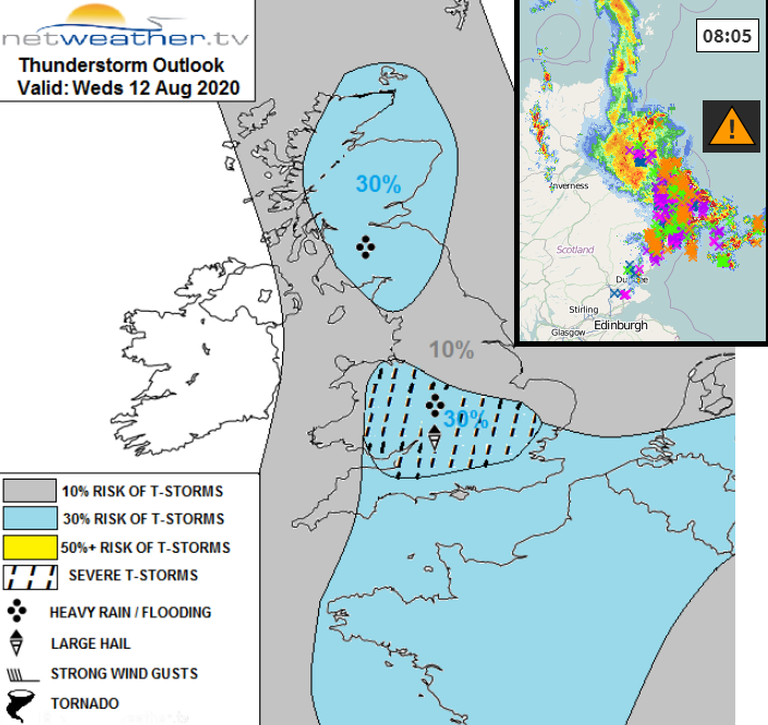 Thunderstorm forecast from AUgust 2020