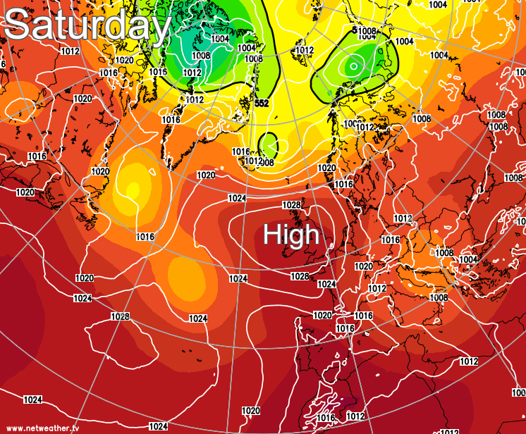 High pressure in charge of the UK's weather at the weekend
