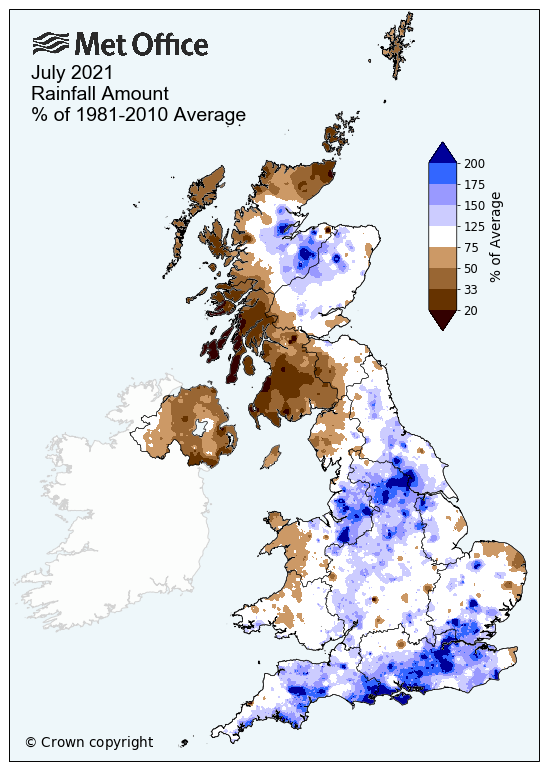 July 2021 rainfall UK