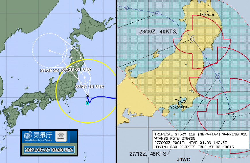 Typhoon Nepartak Tokyo2020 rain Japan path