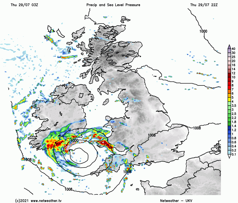 Low pressure tracking across southern areas of England overnight and during Friday