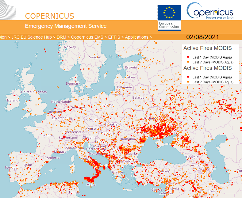 Copernicus Fire risk