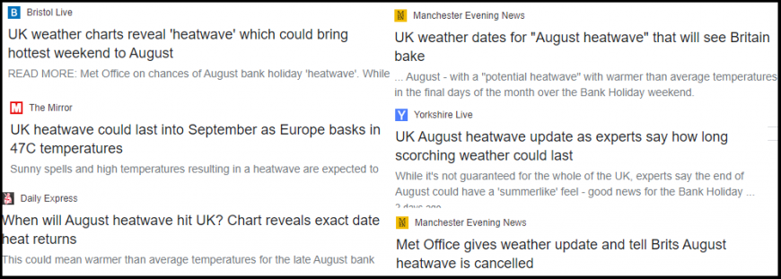 UK heatwave headlines