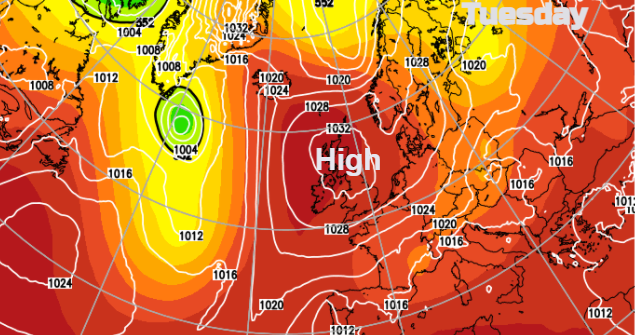 UK weather high pressure harvest