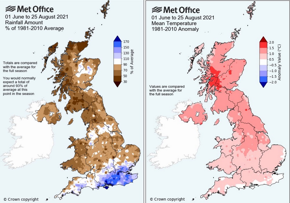 UK summer so far Rain temperature