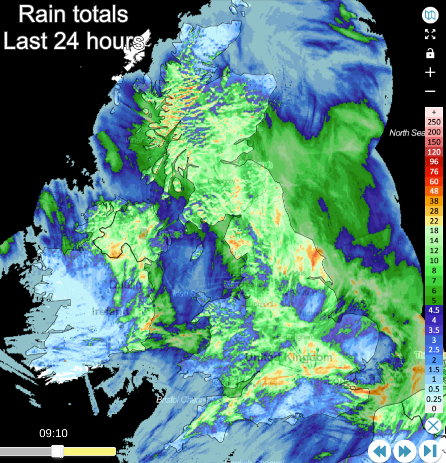 Rainfall Map Last 24 Hours High Pressure Building And Establishing Itself Over The Uk This Week