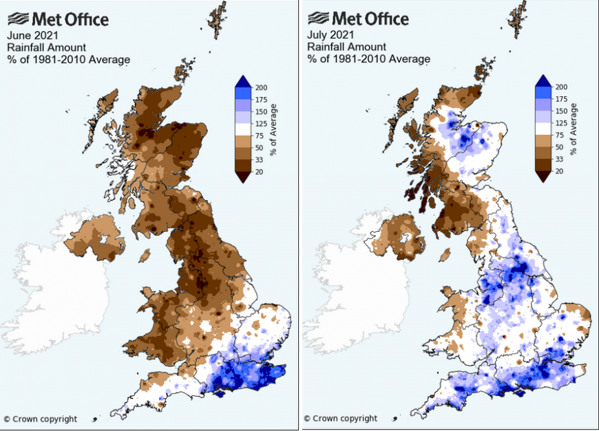 UK summer rainfall