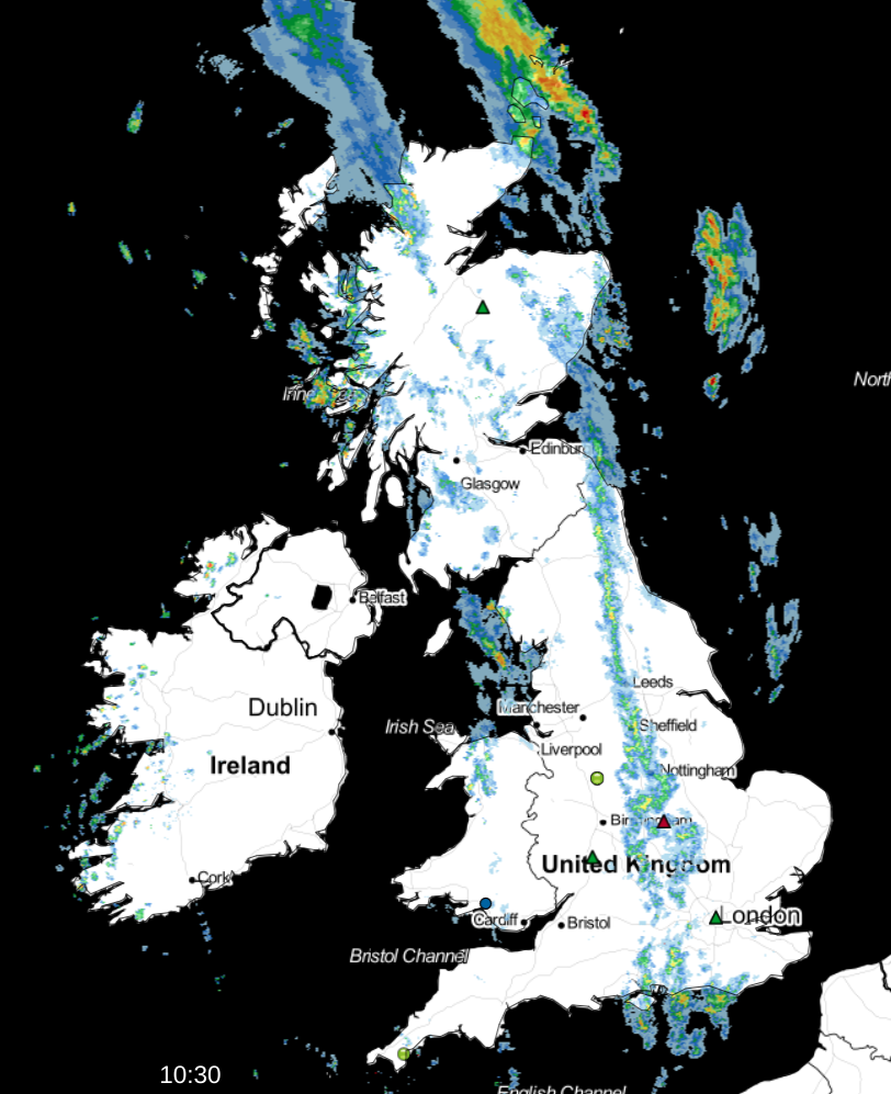 Radar showing the rainfall earlier this morning