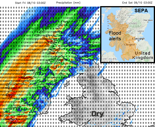 UK rain flood alerts from SEPA