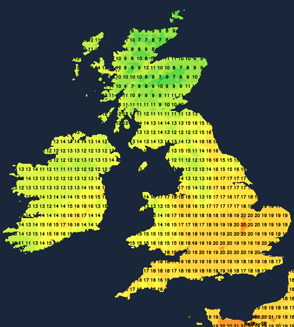 Temperatures on Sunday - 20c possible in places