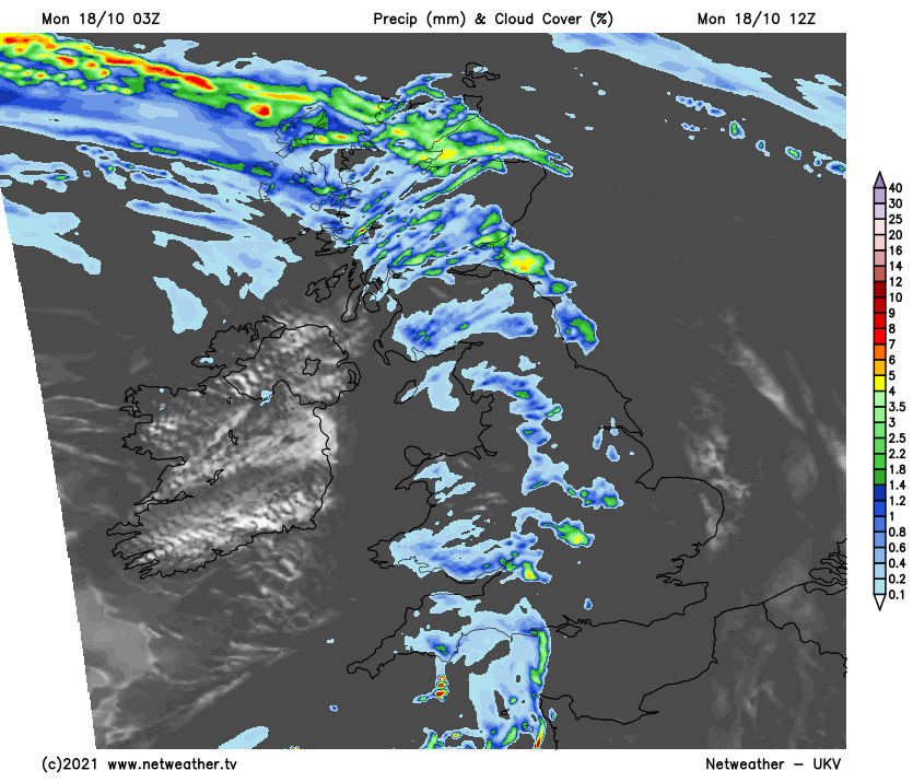 Cloud and patchy rain moving east during Monday