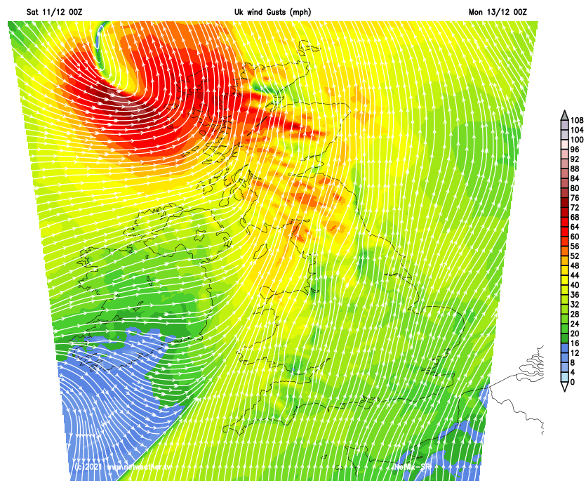 Damaging winds affecting the far north and northwest of Scotland on Sunday night and into Monday morning