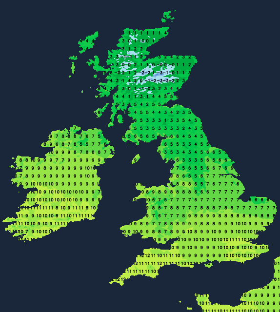 Christmas Eve temperatures