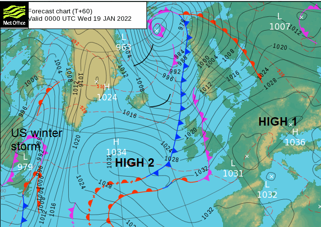 High pressure for Atlantic, UK 