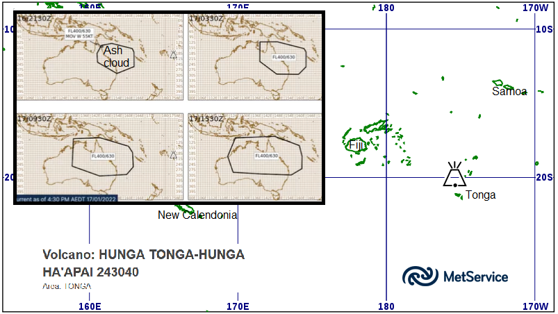 Volcanic Ash VAAC Wellington Hunga TOnga