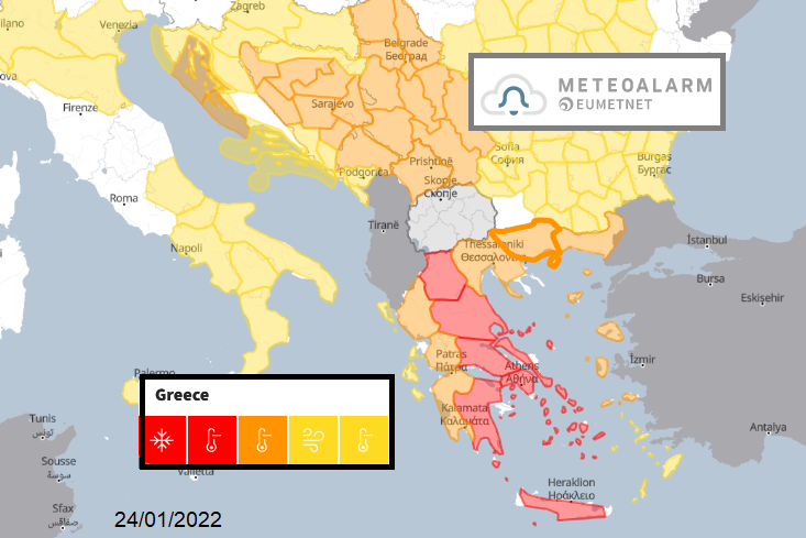 Meteo alarm for Greece and Islands 
