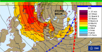 Storm Malik: Heading for Denmark but impacting northern UK on Saturday