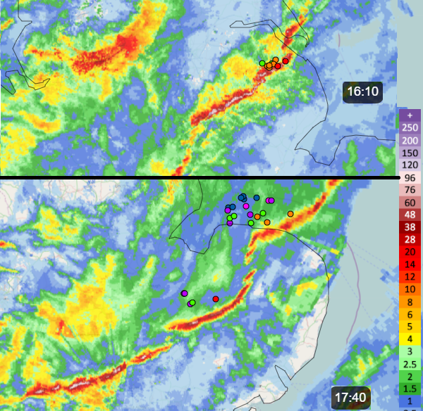 Line convection from Storm Franklin