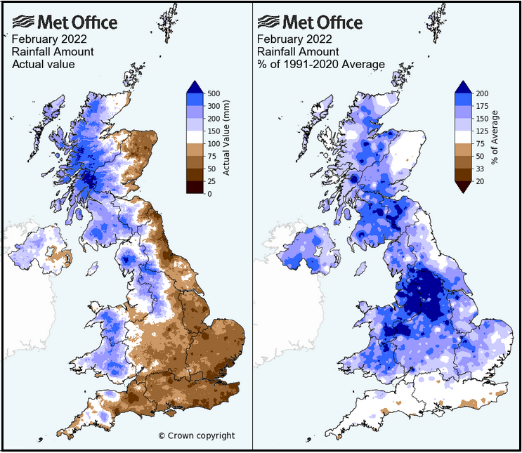 UK rain from storms in February