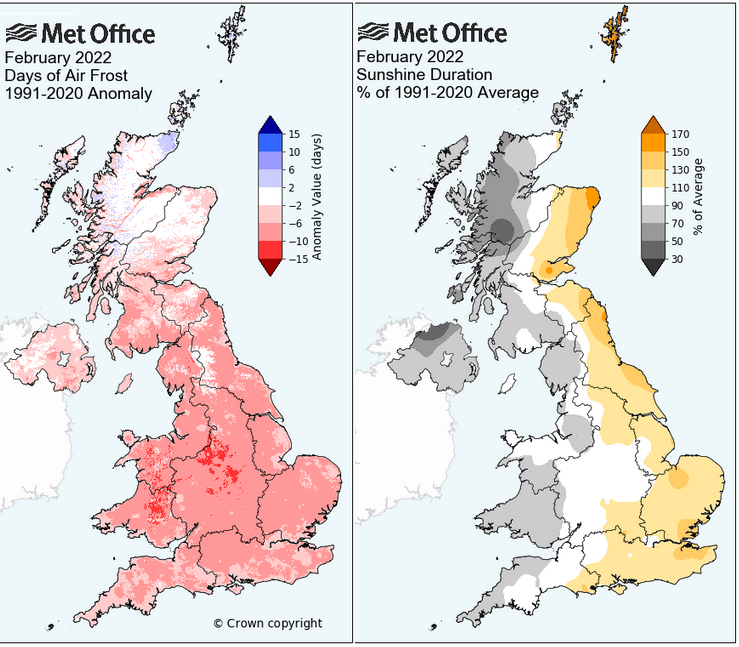 Frost and sunshine for February 2022