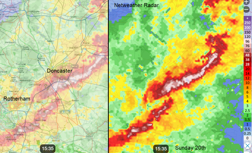 Possible tornado Doncaster or squall line damage