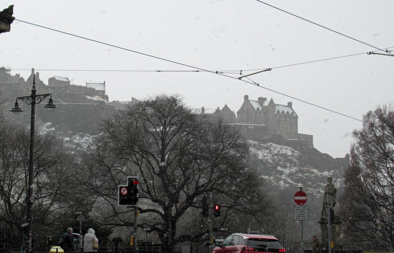 Edinburgh castle in snow