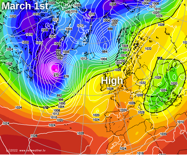 High pressure over the UK on March 1st