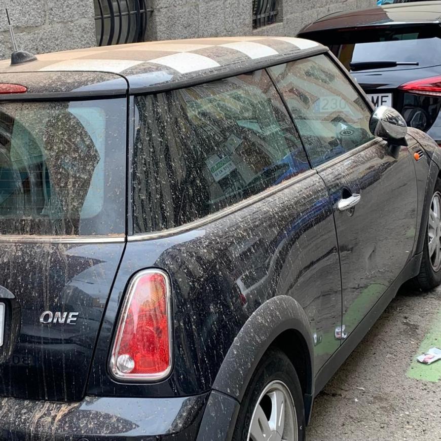 Car covered in Saharan dust Calima Madrid