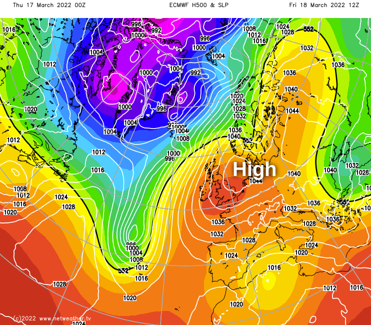 High pressure in the North Sea on Friday