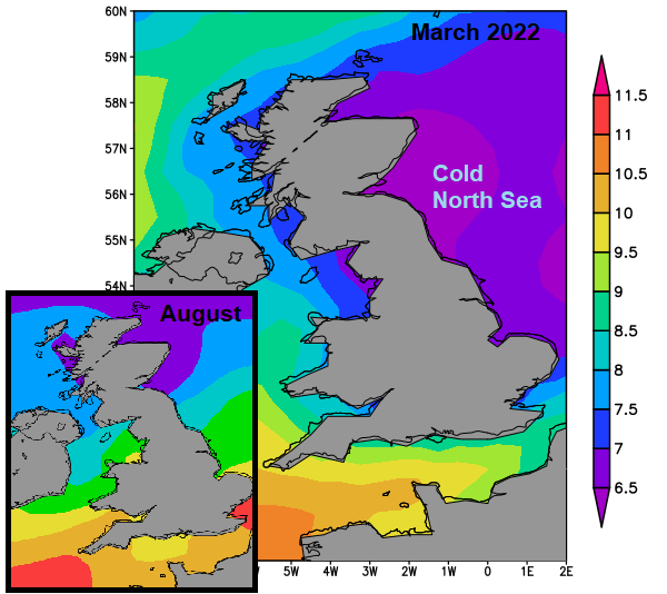SST sea surface temperatures UK