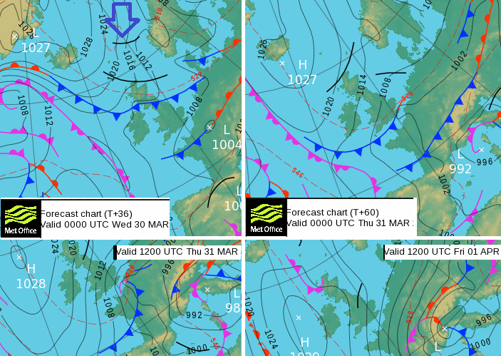 UK surface pressure charts Met Office