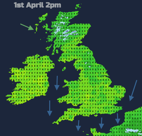UK weather 1st April